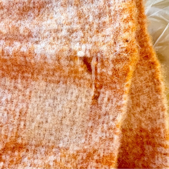 Vintage Orange Wool Checkered Blanket - Picture 8 of 8